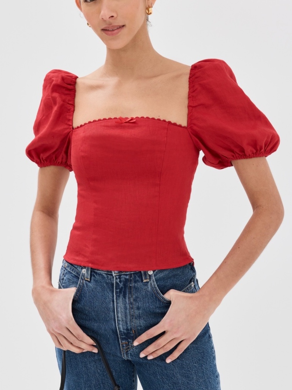 Reformation Marella Linen Top - Red sz 0
